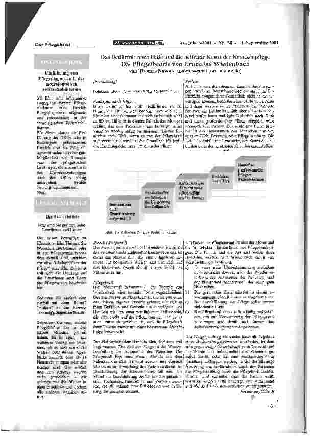 Vorschauseite 3: Das Bedürfnis nach Hilfe und die helfende Kunst der KrankenpflegeDie Pflegetheorie von Ernestine Wiedenbach