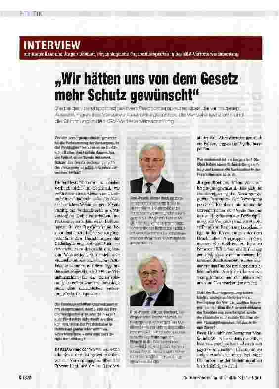 Vorschauseite 1: „Wir hätten uns von dem Gesetz mehr Schutz gewünscht
