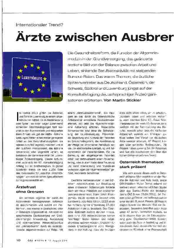 Vorschauseite 1: Ärzte zwischen Ausbrerennen und Aussteigen