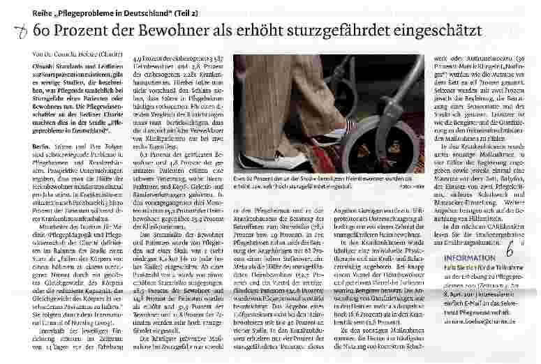 Vorschauseite 1: 60 Prozent der Bewohner als erhöht sturzgefährdet eingeschätzt