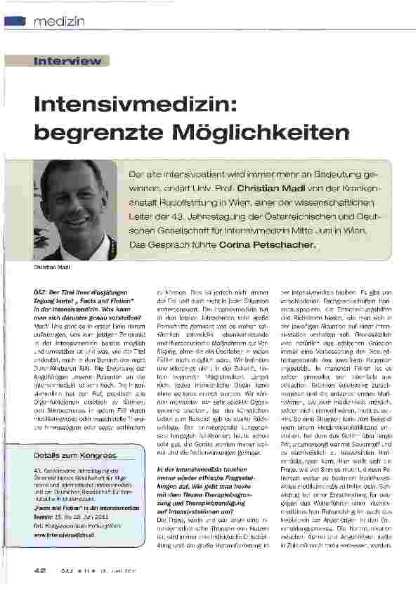 Vorschauseite 1: Intensivmedizin: begrenzte Möglichkeiten