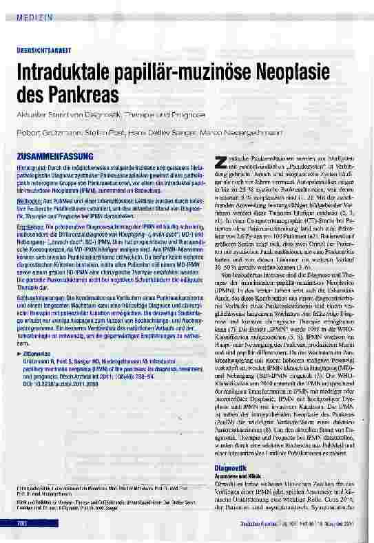 Vorschauseite 1: Intraduktale papillär-muzinöse Neoplasie desPankreas