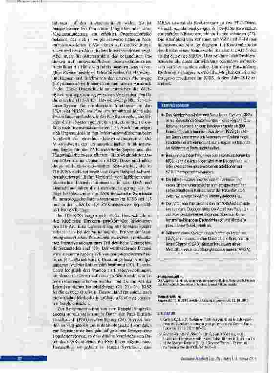 Vorschauseite 6: ORIGINALARBEITNosokomiale Infektionen und multiresistente Erreger in Deutschland