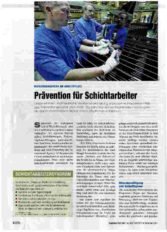 Vorschauseite 1: Prävention für Schichtarbeiter