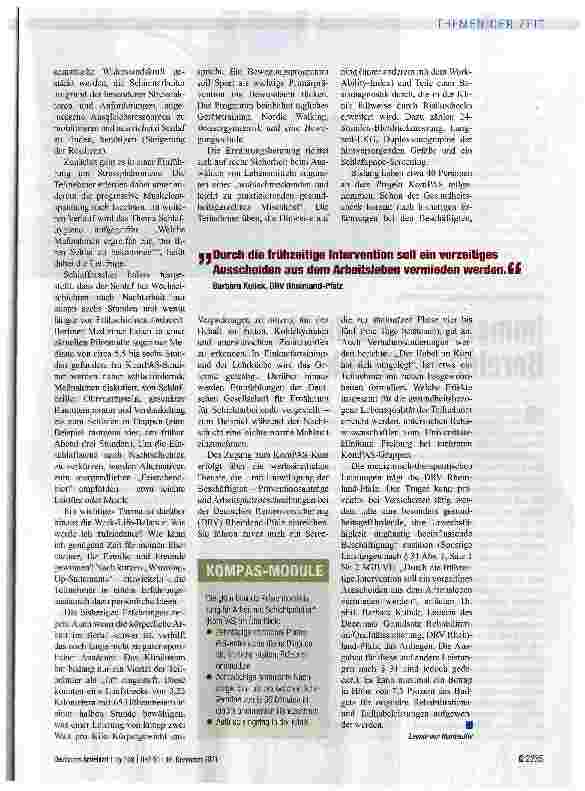 Vorschauseite 2: Prävention für Schichtarbeiter