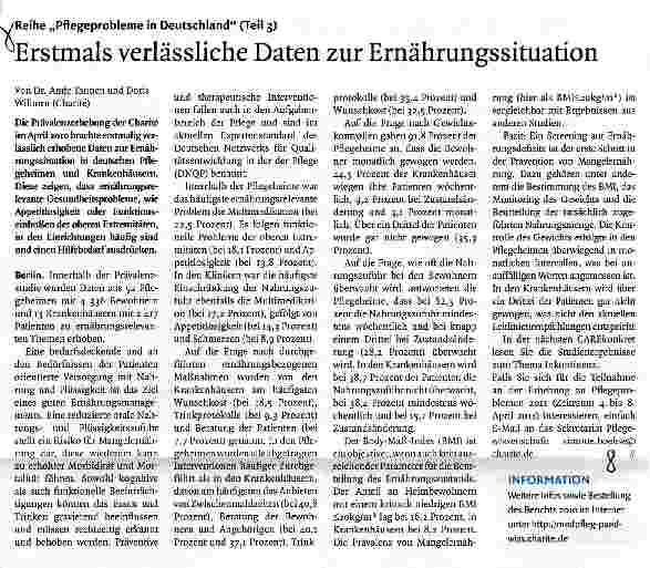 Vorschauseite 1: Erstmals verlässliche Daten zur Ernährungssituation
