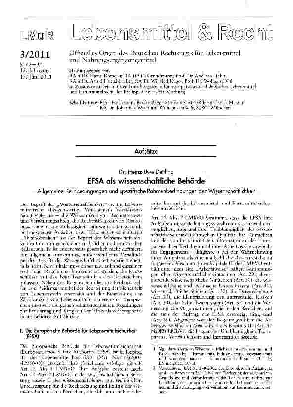 Vorschauseite 1: EFSA als wissenschaftliche Behörde