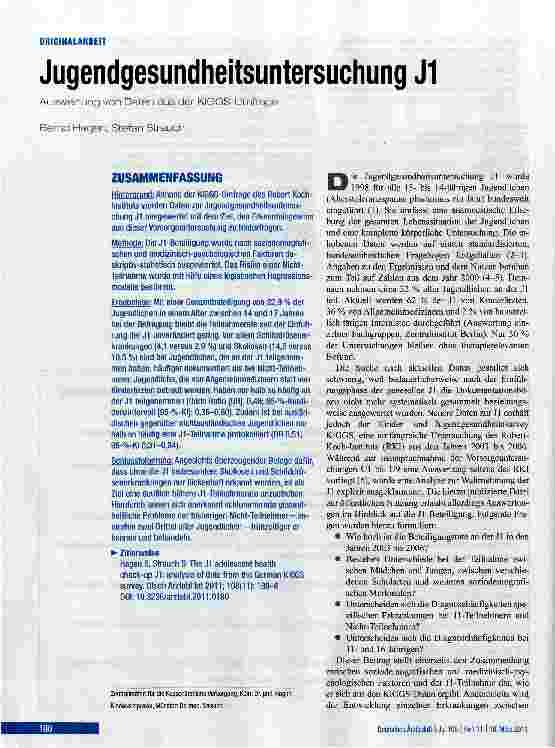 Vorschauseite 1: Jugendgesundheitsuntersuchung J1