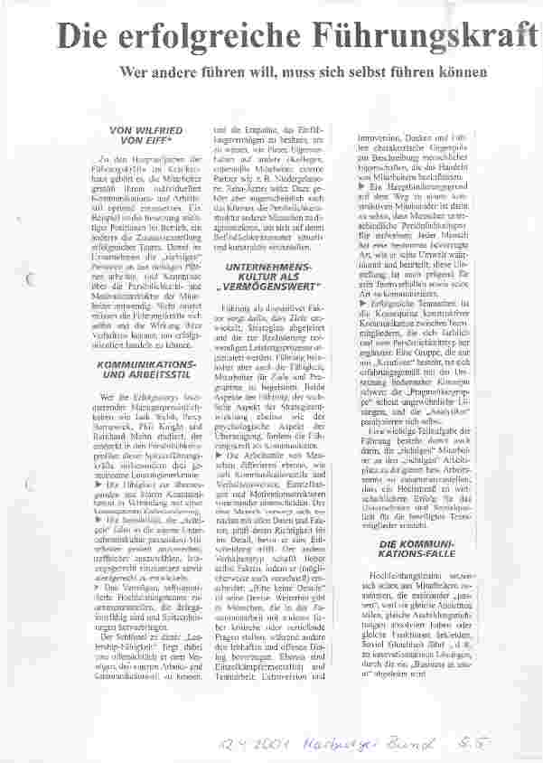 Vorschauseite 1: Die erfolgreiche Führungskraft Wer andere führen will, muss sich selbst führen können