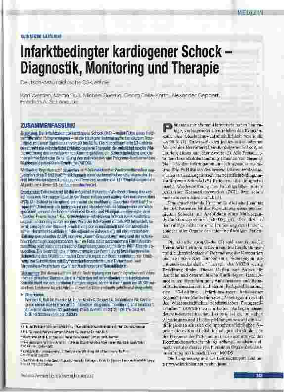 Vorschauseite 1: Infarktbedingter kardiogener Schock Diagnostik, Monitoring und Therapie