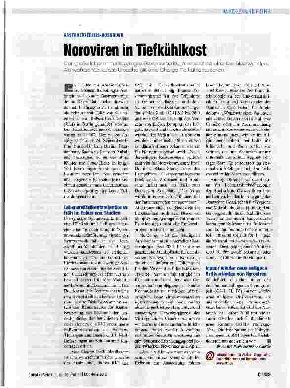 Vorschauseite 1: Noroviren in Tiefkühlkost