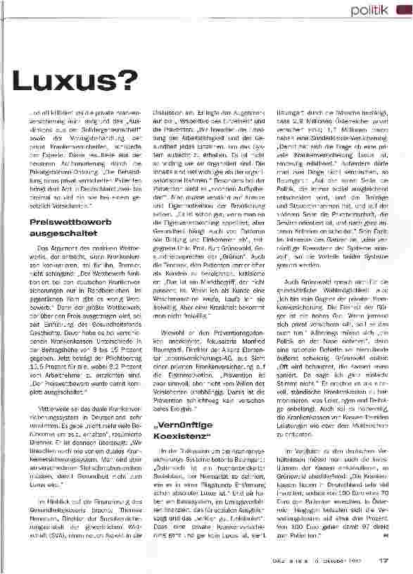 Vorschauseite 2: Wird Gesundheit zum Luxus?