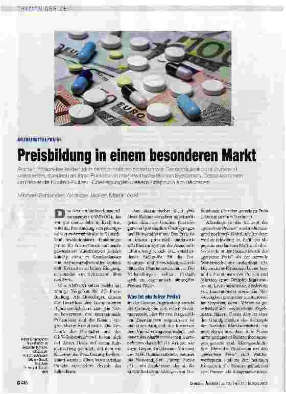Vorschauseite 1: Preisbildung in einem besonderen Markt