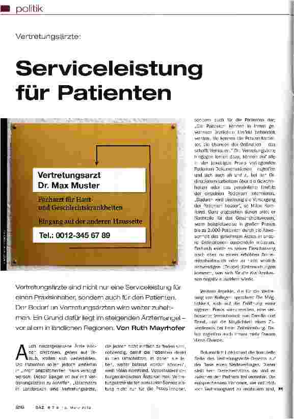 Vorschauseite 1: Serviceleistung für Patienten