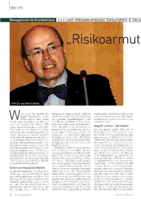 Vorschauseite 1: Risikoarmmut muss organisiert werden!