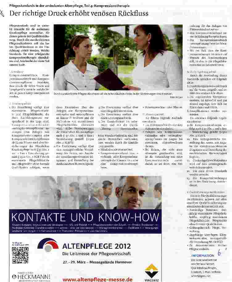 Vorschauseite 1: Der richtige Druck erhöht venösen Rückfluss Pflegestandards in der ambulanten Altenpflege, Teil 4: Kompressionstherapie