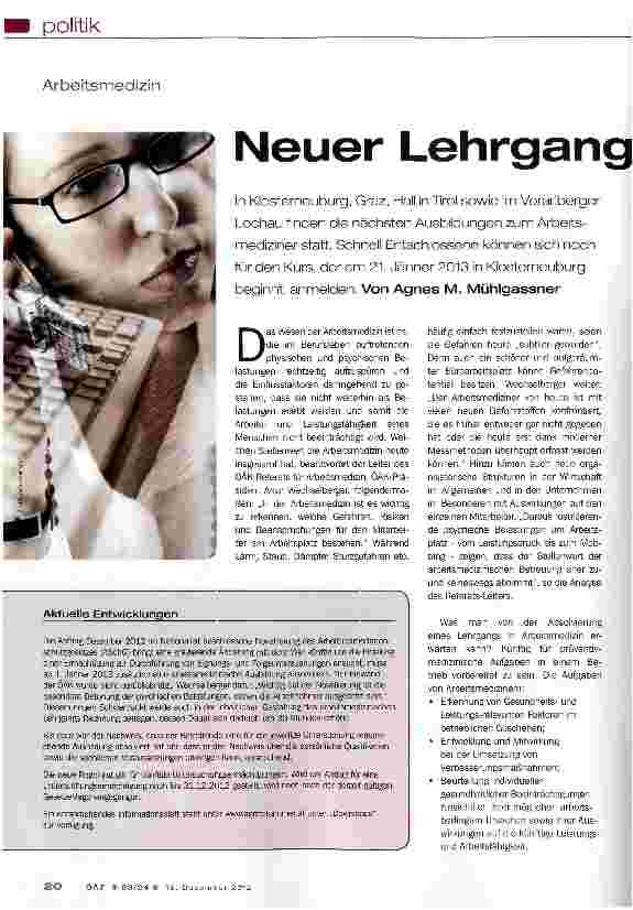 Vorschauseite 1: Neuer Lehrgang beginnt