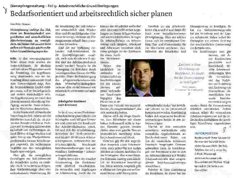 Vorschauseite 1: Dienstplangestaltung - Teil 5: Arbeitsrechtliche Grundüberlegungen Bedarfsorientiert und arbeitsrechtlich sicher planen