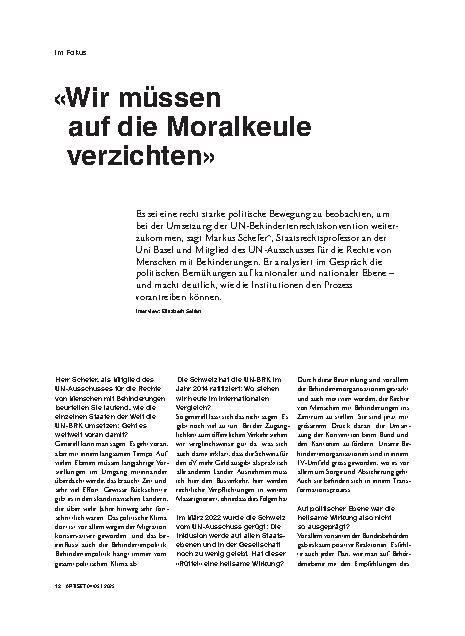 Vorschauseite 1: «Wir müssen auf die Moralkeule verzichten»