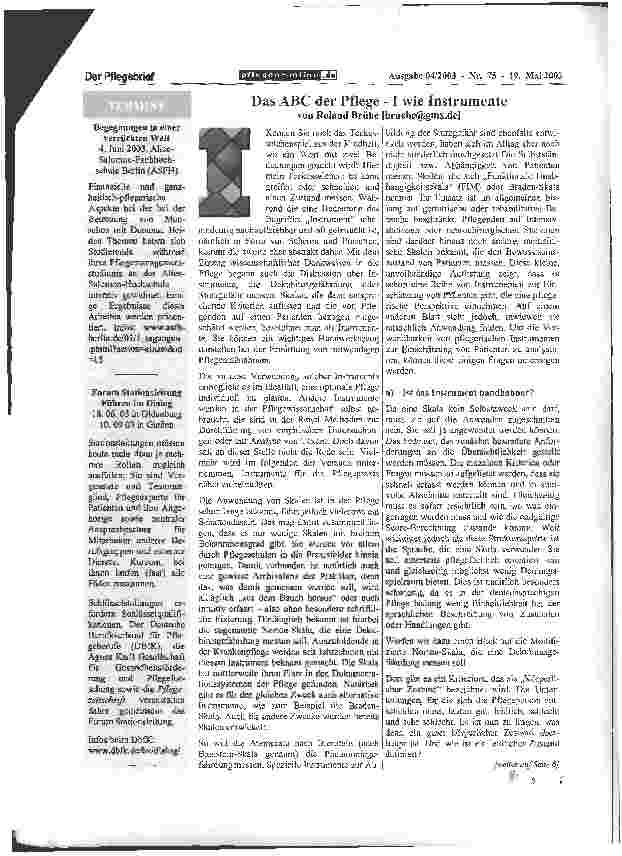 Vorschauseite 1: Das ABC der Pflege -1 wie Instrumente