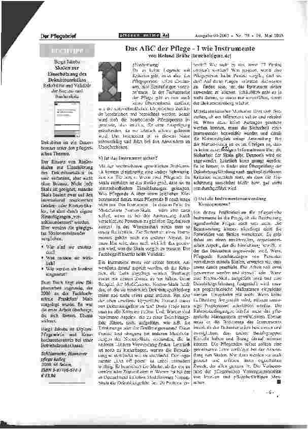 Vorschauseite 2: Das ABC der Pflege -1 wie Instrumente