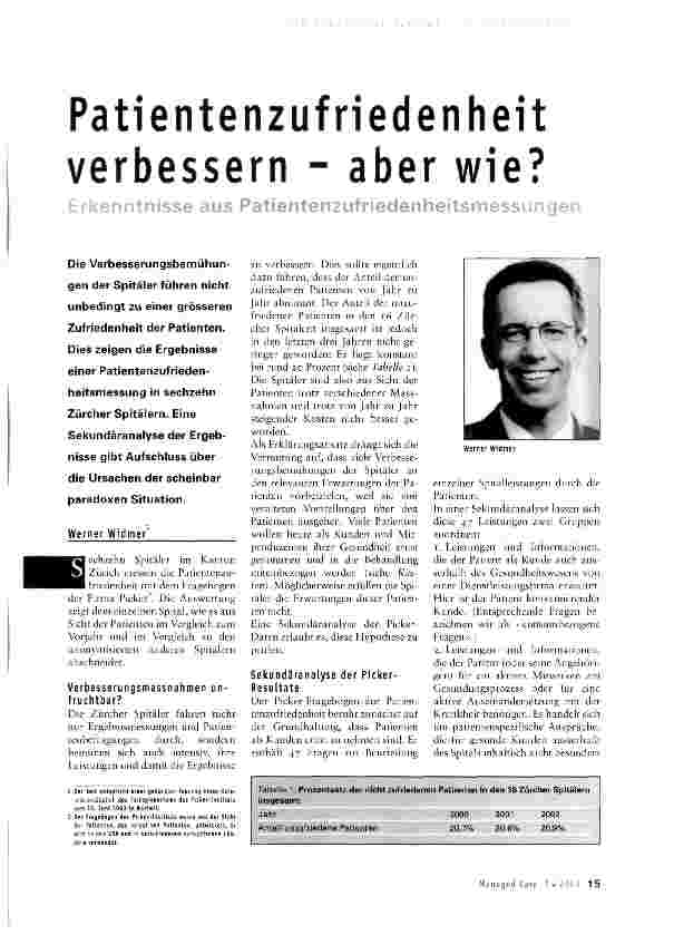 Vorschauseite 1: Patientenzufriedenheit verbessern - aber wie?