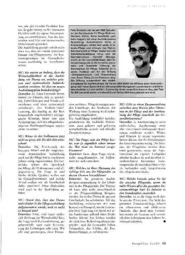 Vorschauseite 2: Den Gesamtzusammenhang sehen -Ökonomie in der Pflegeausbildung