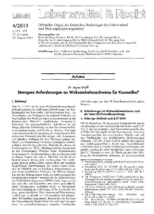 Vorschauseite 1: Strengere Anforderungen an Wirksamkeitsnachweise für Kosmetika?