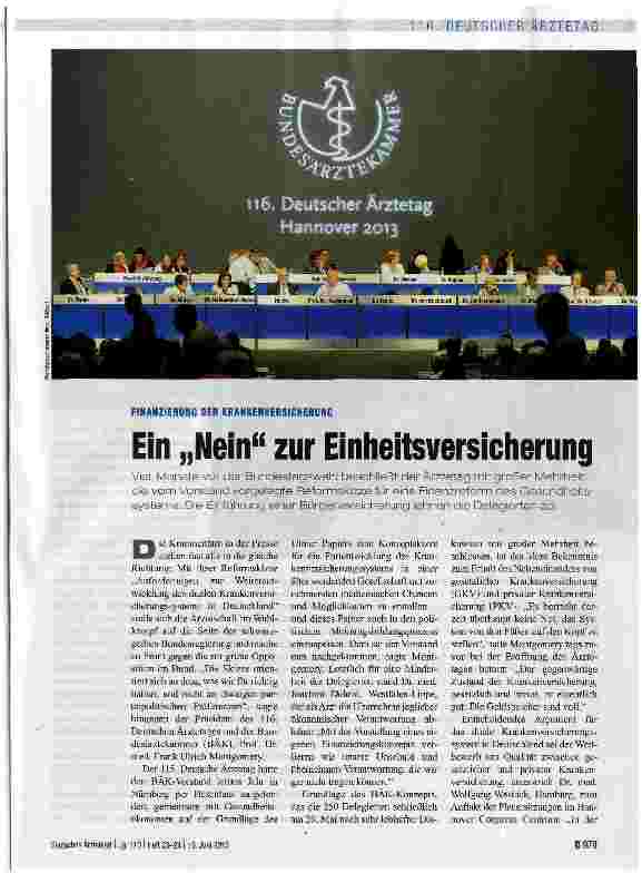 Vorschauseite 1: Ein „Nein zur Einheitsversicherung