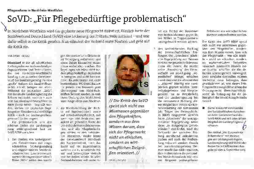 Vorschauseite 1: SoVD: „Für Pflegebedürftige problematisch