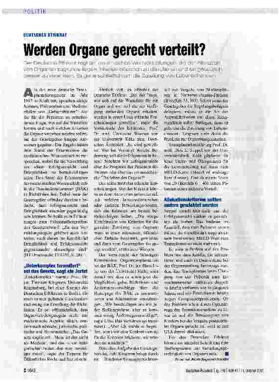 Vorschauseite 1: Werden Organe gerecht verteilt?