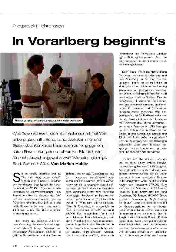 Vorschauseite 1: Pilotprojekt LehrpraxenIn Vorarlberg beginnts
