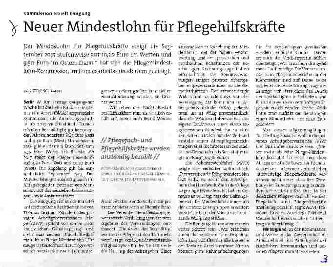 Vorschauseite 1: Neuer Mindestlohn für Pflegehilfskräfte
