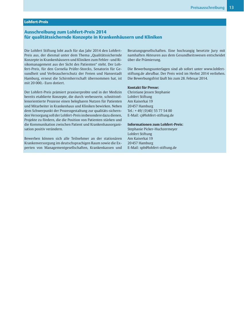 Vorschauseite 1: Lohfert-Preis