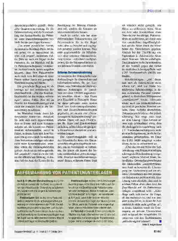 Vorschauseite 2: Arzt weg - Patientenakten weg?