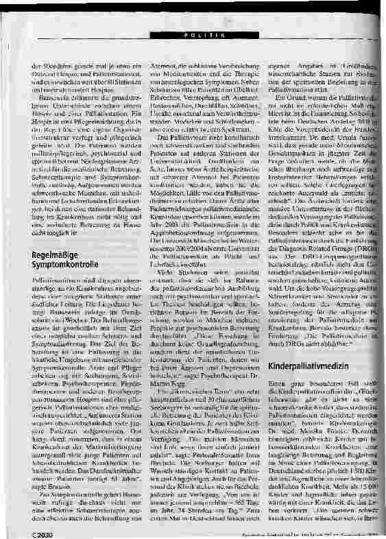 Vorschauseite 2: Palliativmedizin. Lebensqualität für Schwerstkranke