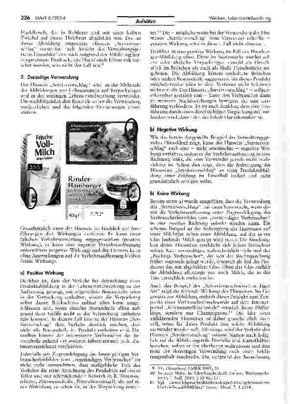 Vorschauseite 3: Serviervorschläge in der Lebensmittelwerbung — Eine rechtliche Einordnung