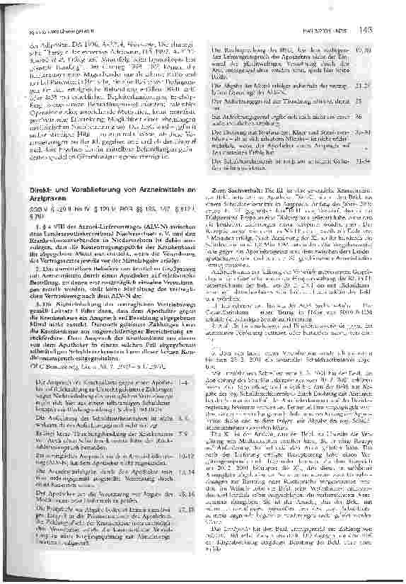 Vorschauseite 1: Direktund Vorablieferung von Arzneimitteln an Arztpraxen OLG Brandenburg, Urteil vom 30. 01. 2003