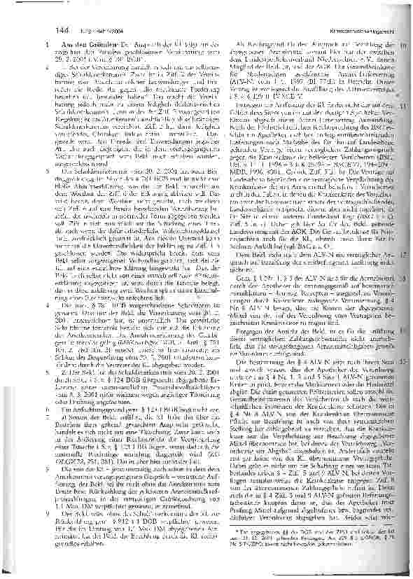 Vorschauseite 2: Direktund Vorablieferung von Arzneimitteln an Arztpraxen OLG Brandenburg, Urteil vom 30. 01. 2003