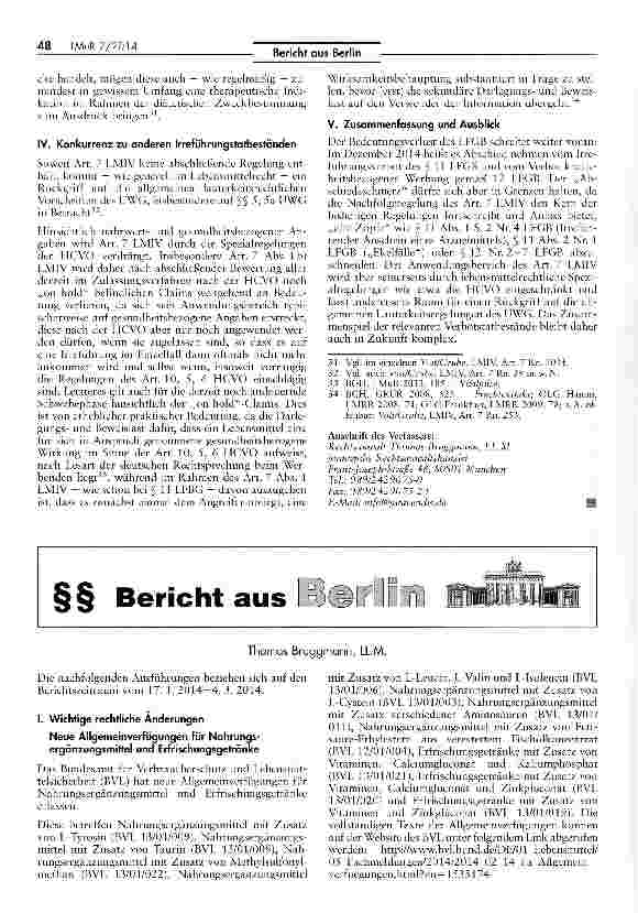 Vorschauseite 4: Vom Täuschungsschutz zur fairen Information: Abschied von §§11, 12 LFGB