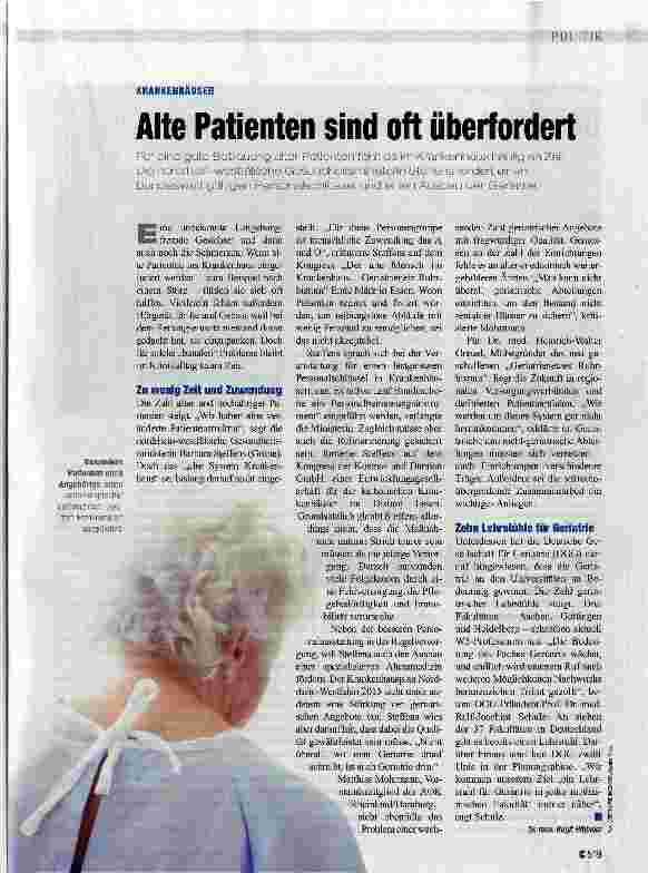 Vorschauseite 1: Alte Patienten sind oft überfordert