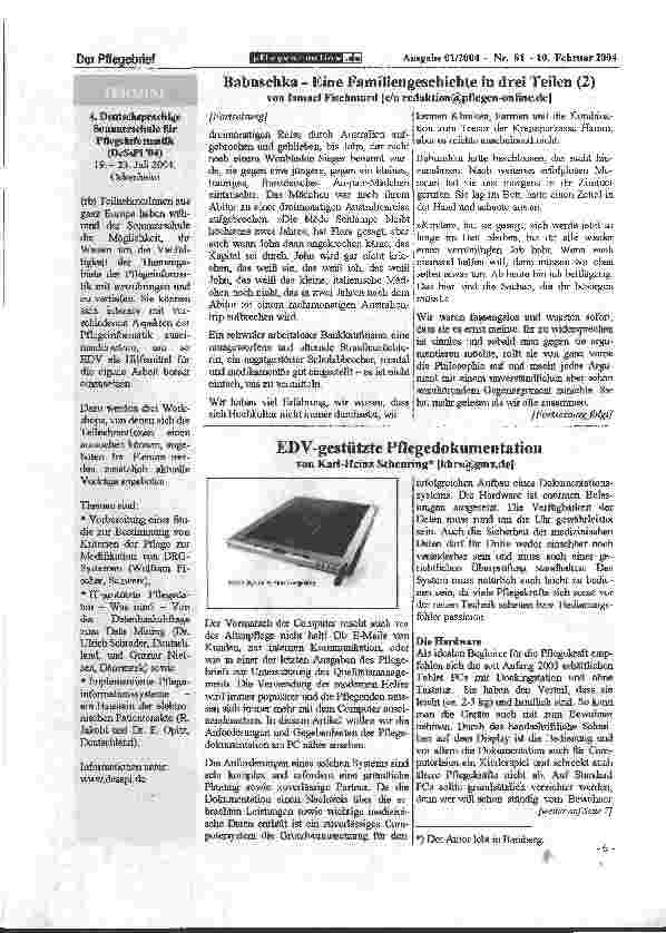 Vorschauseite 1: EDV-gestützte Pflegedokumentation