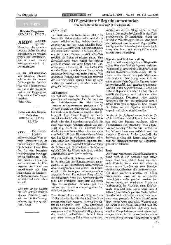 Vorschauseite 2: EDV-gestützte Pflegedokumentation