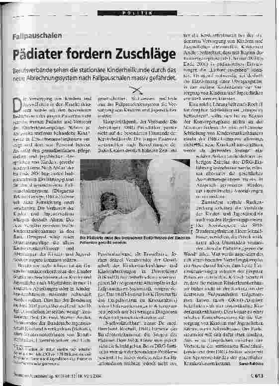Vorschauseite 1: Pädiater fordern Zuschläge