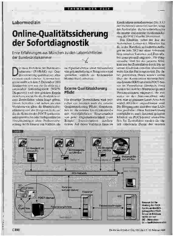 Vorschauseite 1: Online-Qualitätssicherung der Sofortdiagnostik