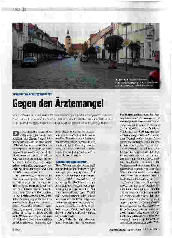 Vorschauseite 1: Gegen den Ärztemangel