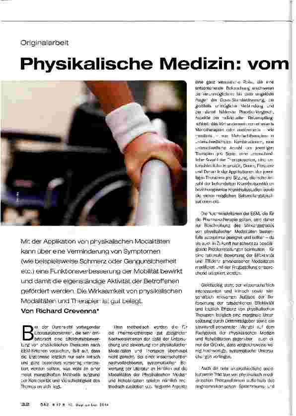 Vorschauseite 1: Physikalische Medizin: vom Nachweis der Wirksamkeit
