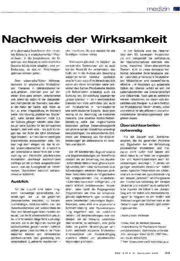 Vorschauseite 2: Physikalische Medizin: vom Nachweis der Wirksamkeit