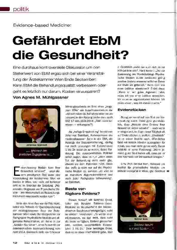 Vorschauseite 1: Gefährdet EbM die Gesundheit?