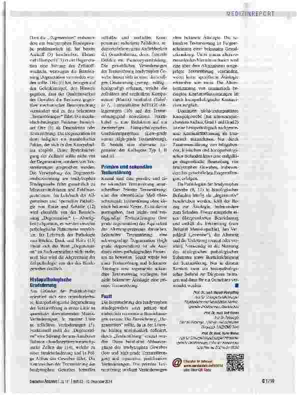 Vorschauseite 2: HISTOPATHOLOGISCHE BEFUNDE Einheitliche Bezeichnungen in medizinischen Gutachten gefordert